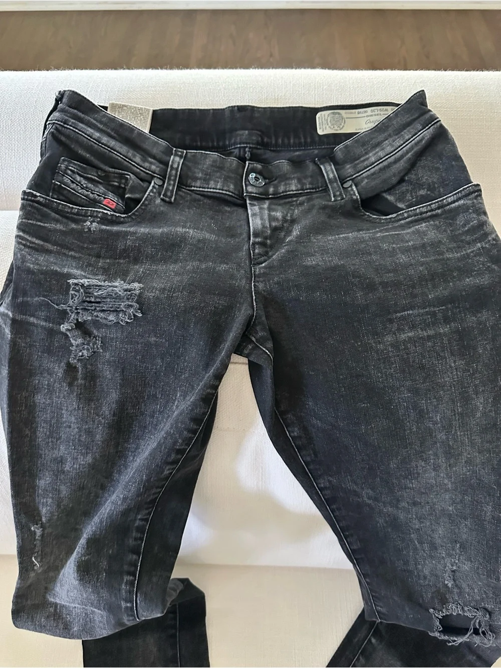 Diesel Black Distressed Skinny Jeans